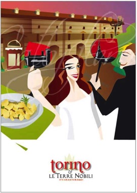 "Promoting Torino" illustration for Tourism magazine. Torino Council.